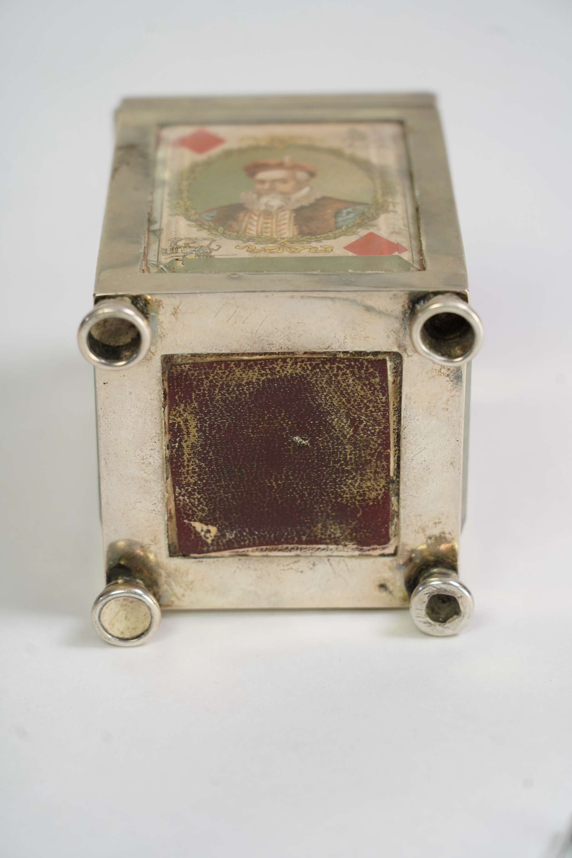An Edwardian silver playing card box, with domed hinged cover, by William Neale Ltd